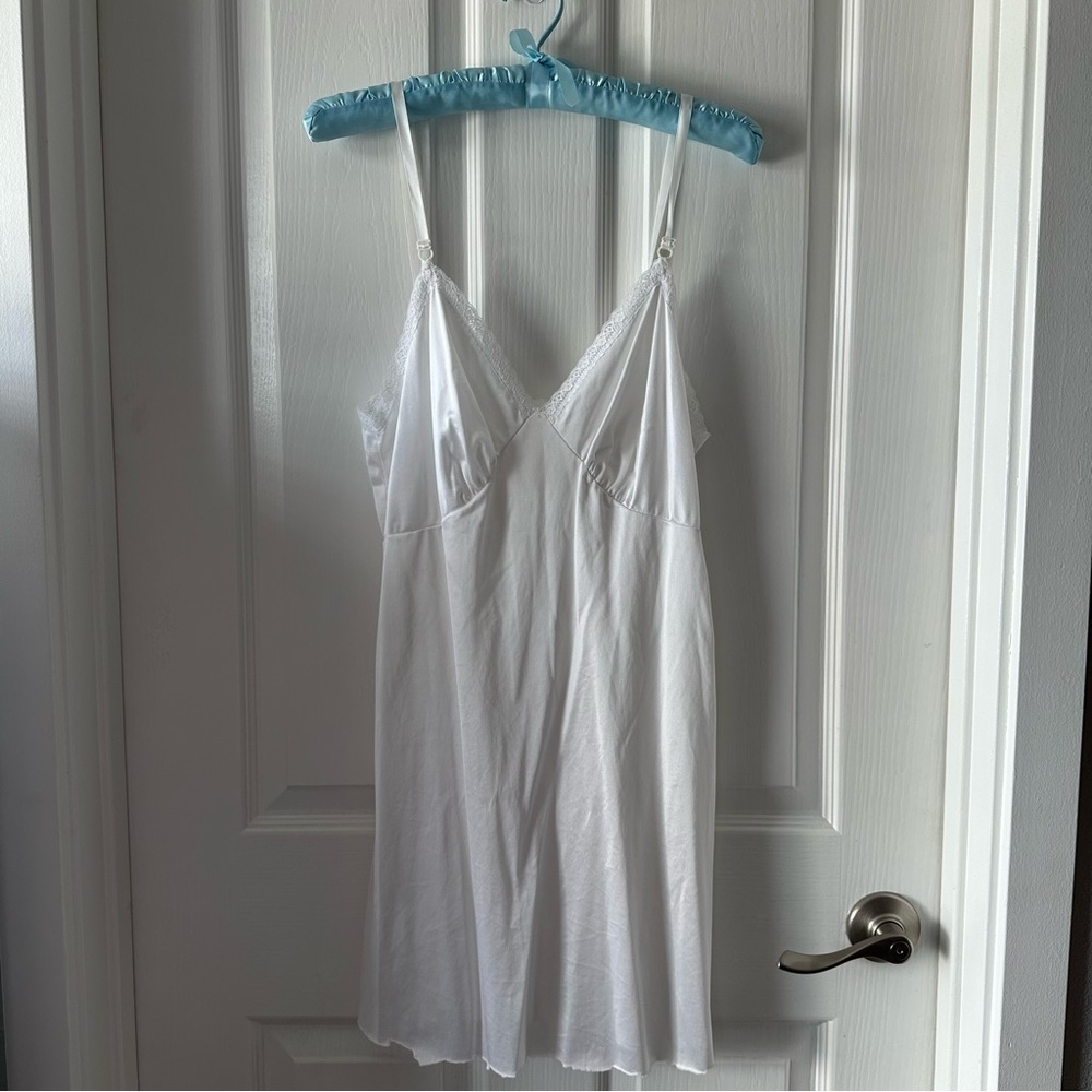 White Lace Trim Slip Dress